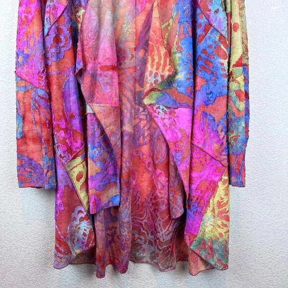 NWT Kamana Cardigan Womens XL Waterfall Watercolors Art to Wear Artsy Coastal - Picture 3 of 10